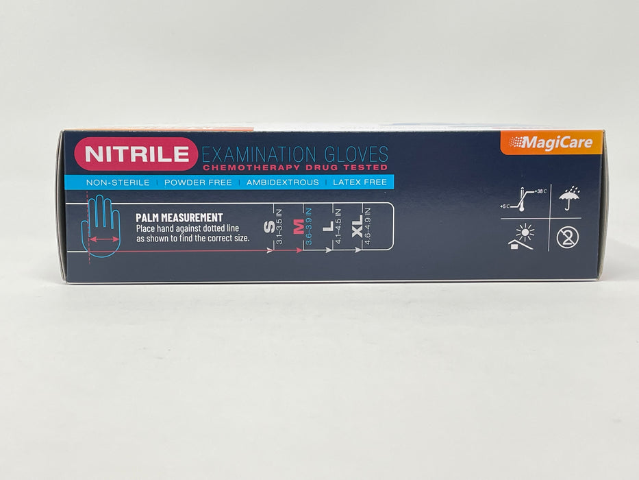 MagiCare Medical Blue Nitrile Exam Gloves 100 Pcs Latex-Free & Powder-Free Chemo-Rated Disposable Gloves 4 Mil