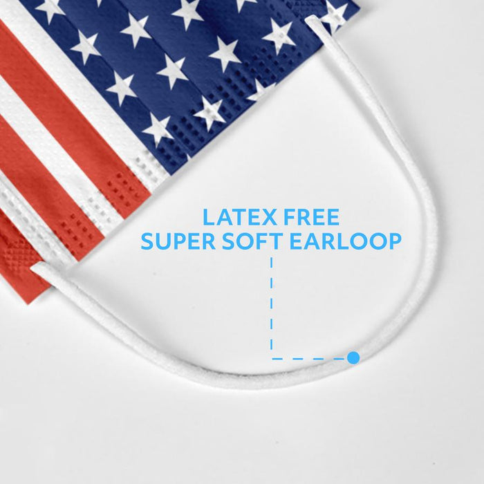 MagiCare 3-Ply Disposable Breathable American Flag Face Mask