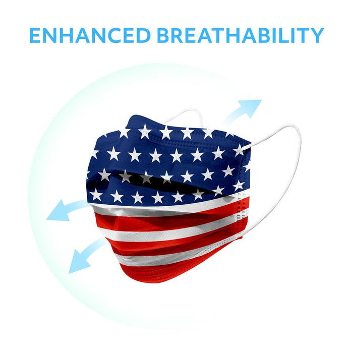 MagiCare 3-Ply Disposable Breathable American Flag Face Mask