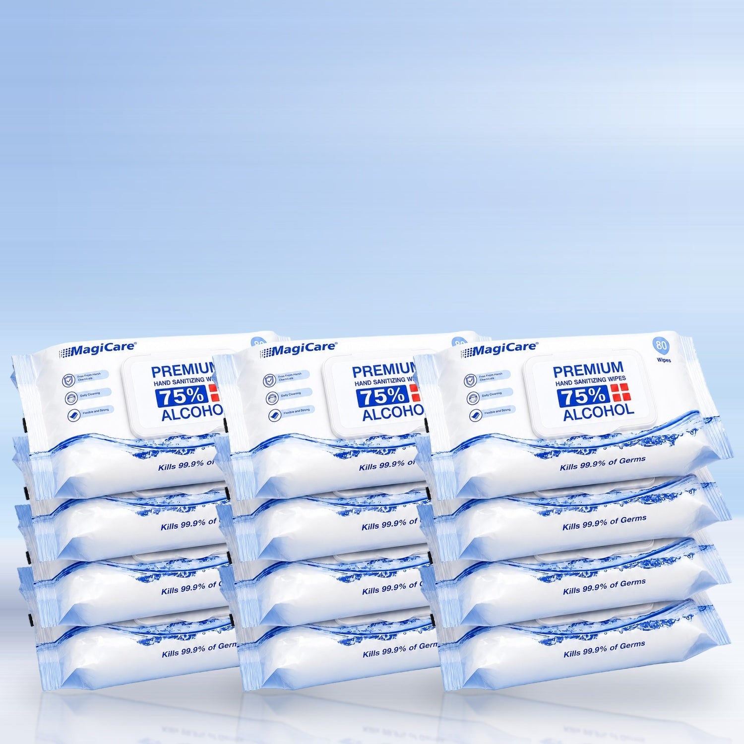 MagiCare 75% Alcohol Hand Sanitizing Wipes, 80ct Unscented Soft Pack
