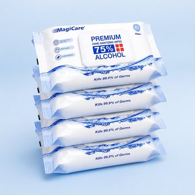 MagiCare 320-count pack — four 80-count packs of 75% alcohol hand wipes