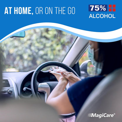 MagiCare 75% Alcohol Hand Sanitizing Wipes, 10 Travel Packs, 200ct