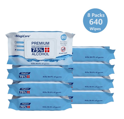 MagiCare 75% Alcohol Hand Sanitizing Wipes, 80ct Unscented Soft Pack