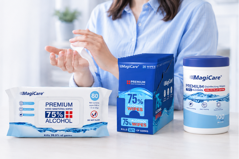 MagiCare 75% alcohol hand sanitizingwipes for everyday hand cleaning