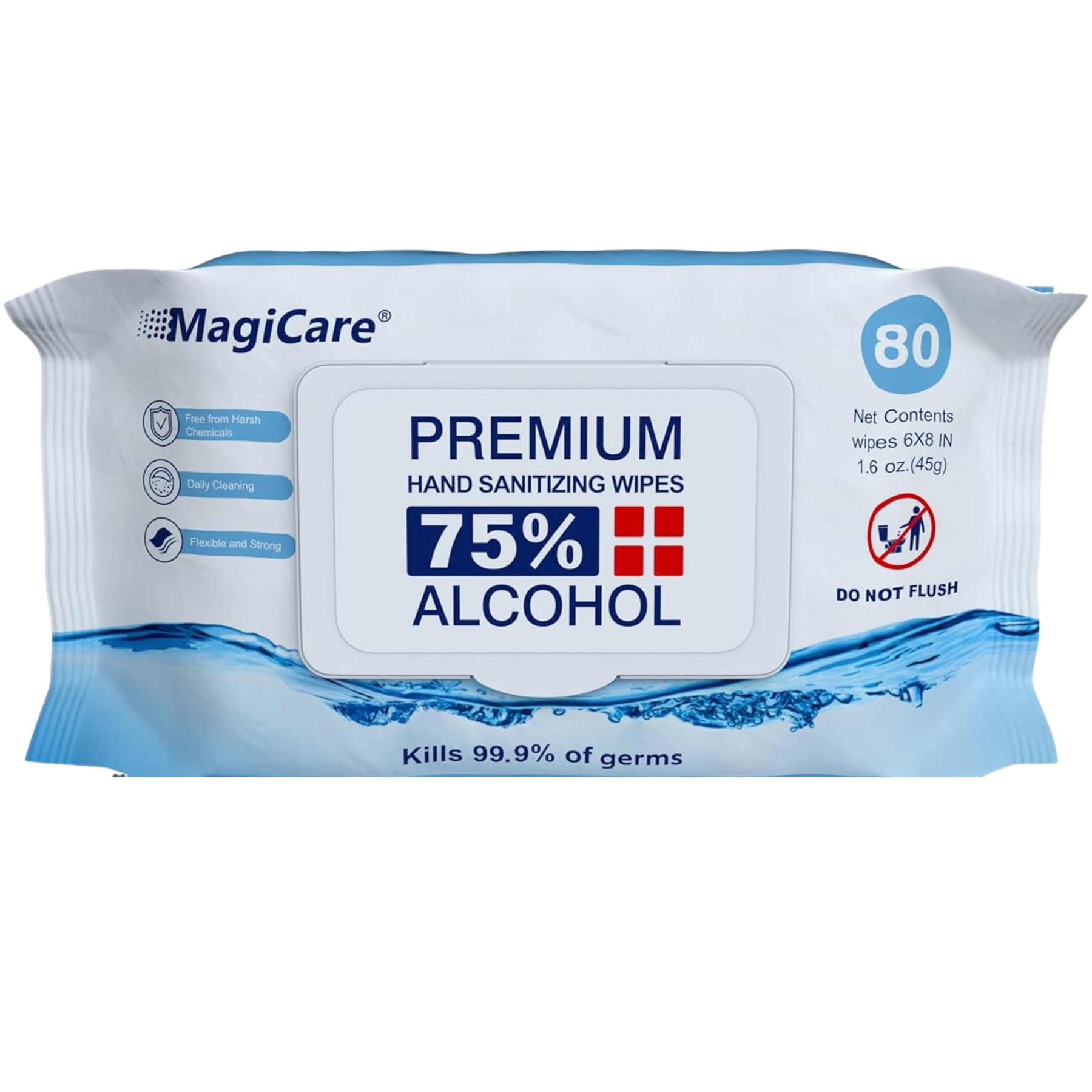 アイケア 19800 MagiCare 75% Alcohol Wipes (80ct) | Hand Sanitizer Disinfecting Wipes
