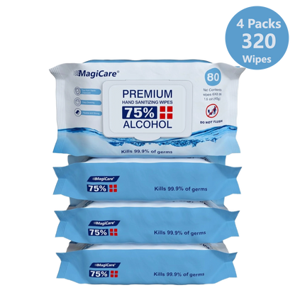 MagiCare 75% Alcohol Hand Sanitizing Wipes, 80ct Unscented Soft Pack