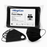 MagiCare black 3-ply disposable face masks with ear loops shown individually, stacked, and worn by an adult