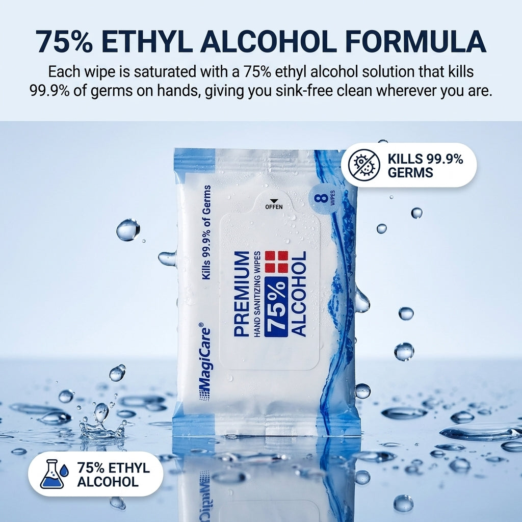 75% ethyl alcohol formula kills 99.9% of germs on hands