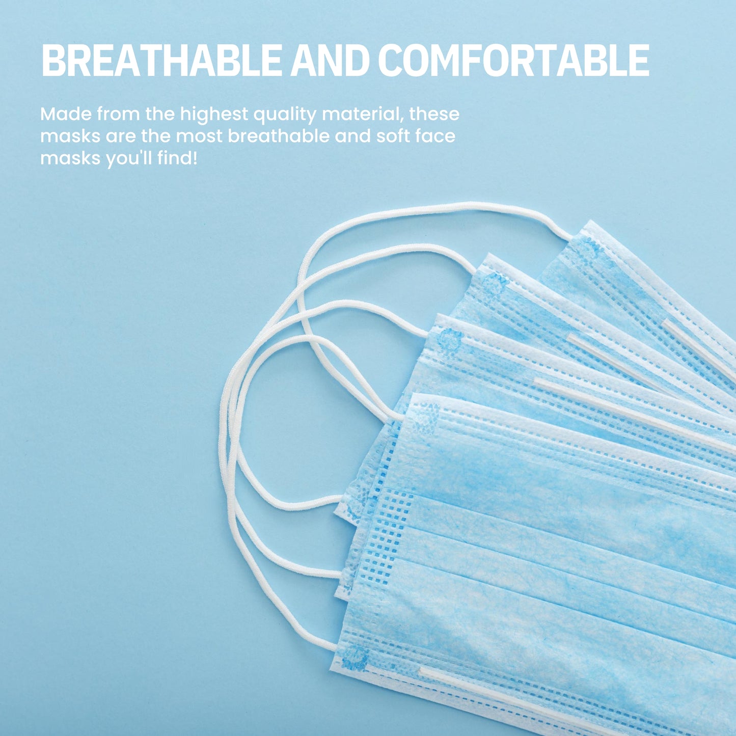 MagiCare Premium Blue disposable face masks with soft ear loops shown in a breathable and comfortable design
