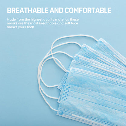 MagiCare Premium Blue disposable face masks with soft ear loops shown in a breathable and comfortable design