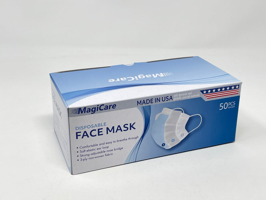MagiCare Made in the USA Blue 3-Ply Disposable Face Masks