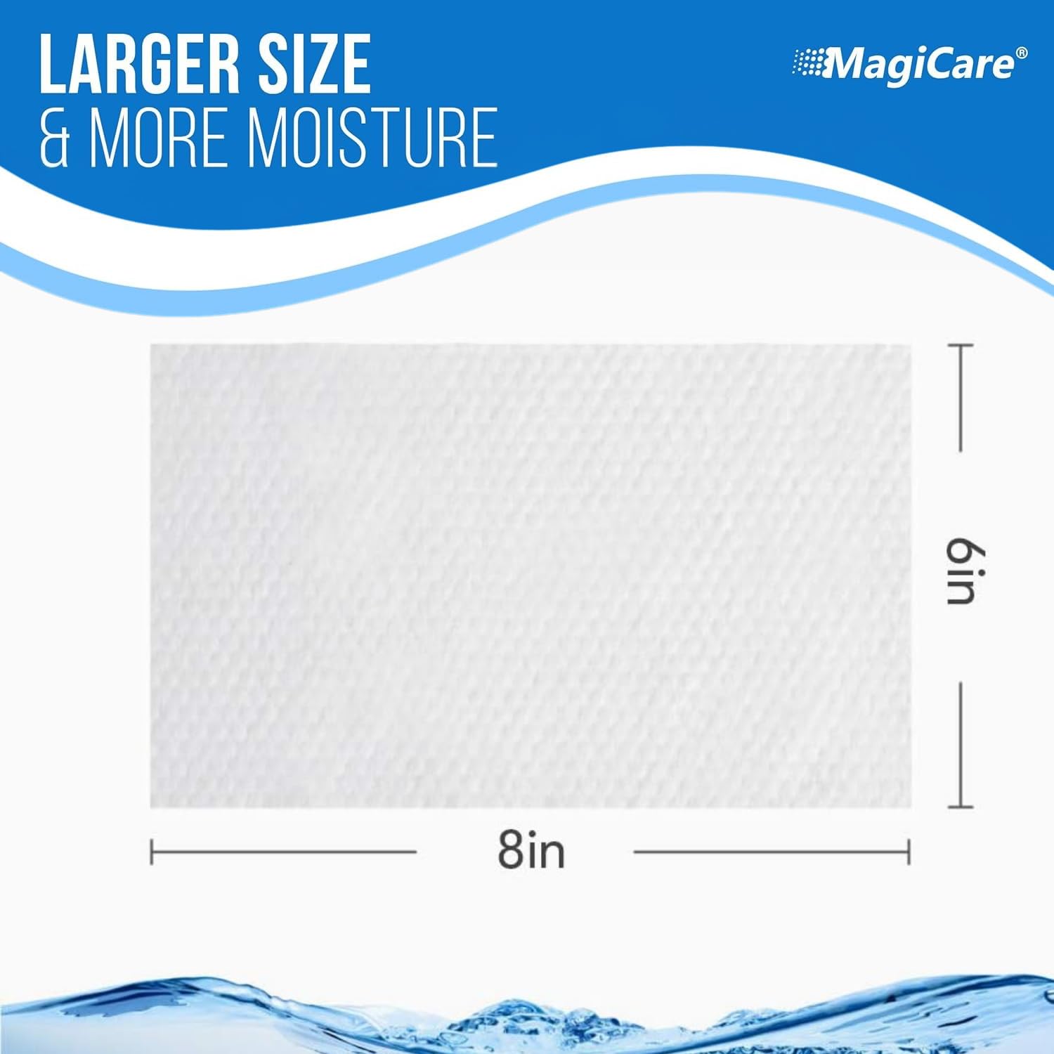A large 6 by 8 inch MagiCare hand wipe