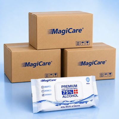MagiCare bulk case of 75% alcohol hand wipes
